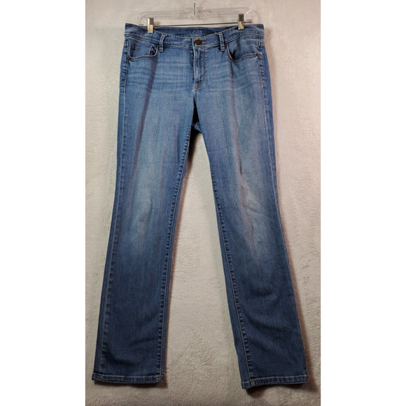 LOFT Jeans Womens Size 32 Blue Denim Cotton Pockets Flat Front Straight Leg - Picture 1 of 10